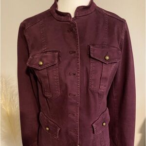 Burgundy military style jacket